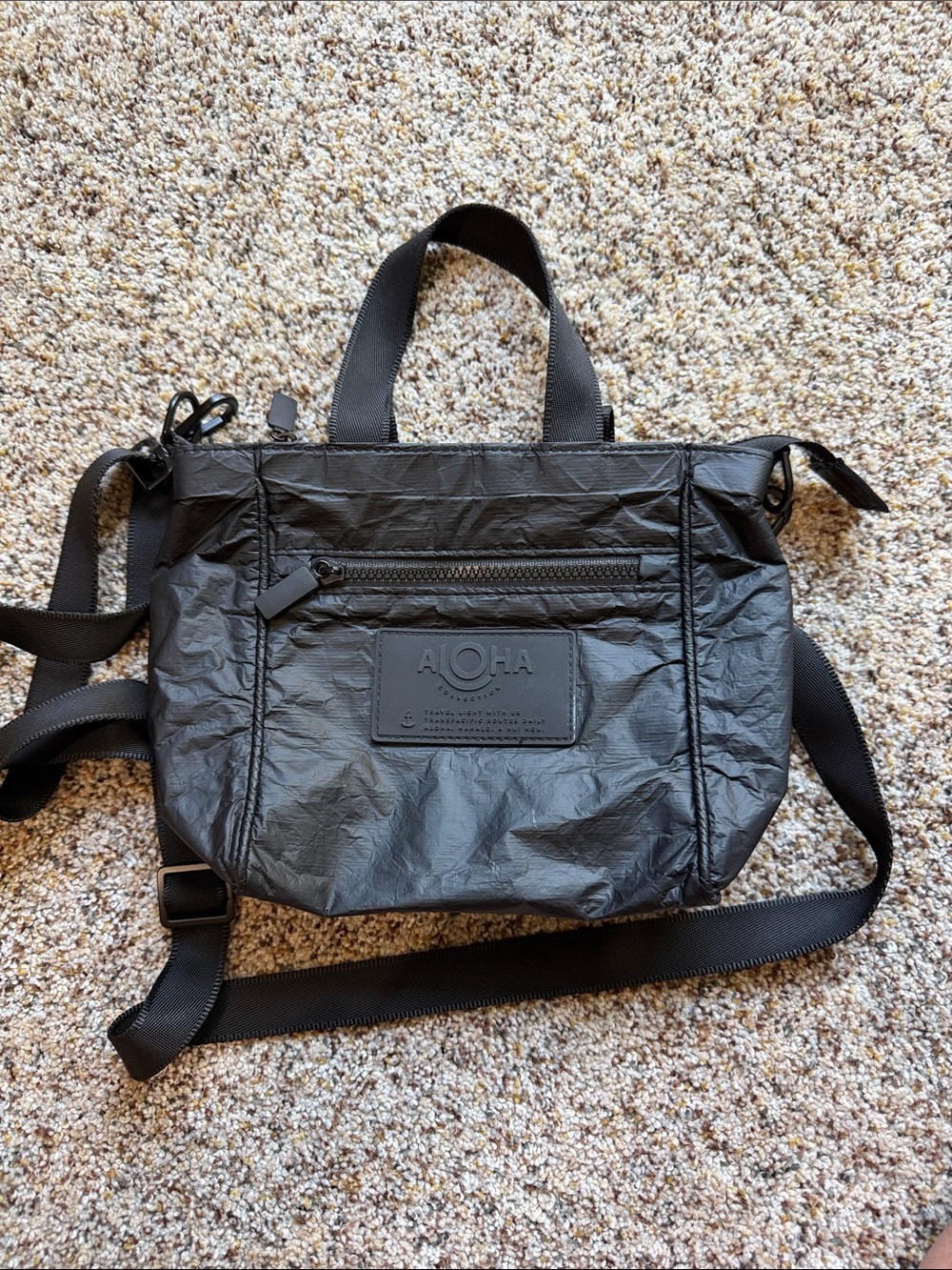 Aloha Black Lightweight Crossbody Tote